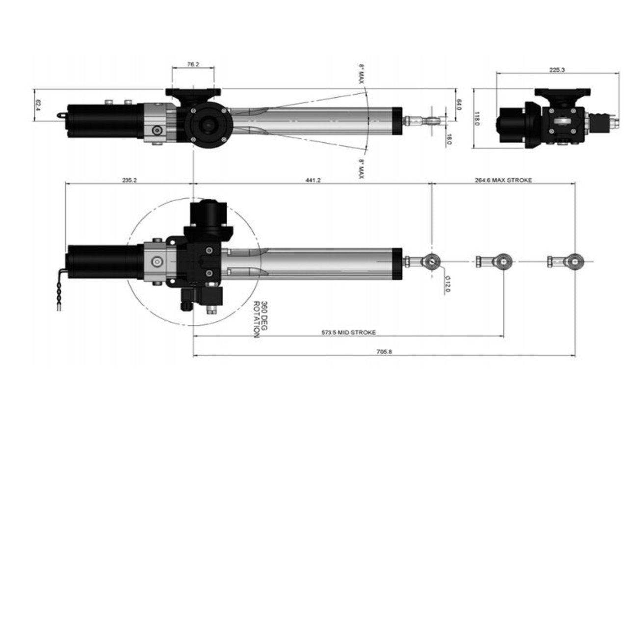 B&G Hydraulic Boat Steering Ram T2 12V Drive Unit - The Online Fishing Store