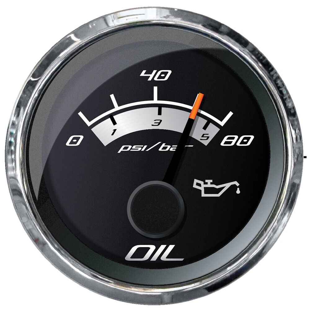 Faria Beede Instruments 22024 2 in. Platinum Oil Pressure Gauge - 80 PSI - The Online Fishing Store