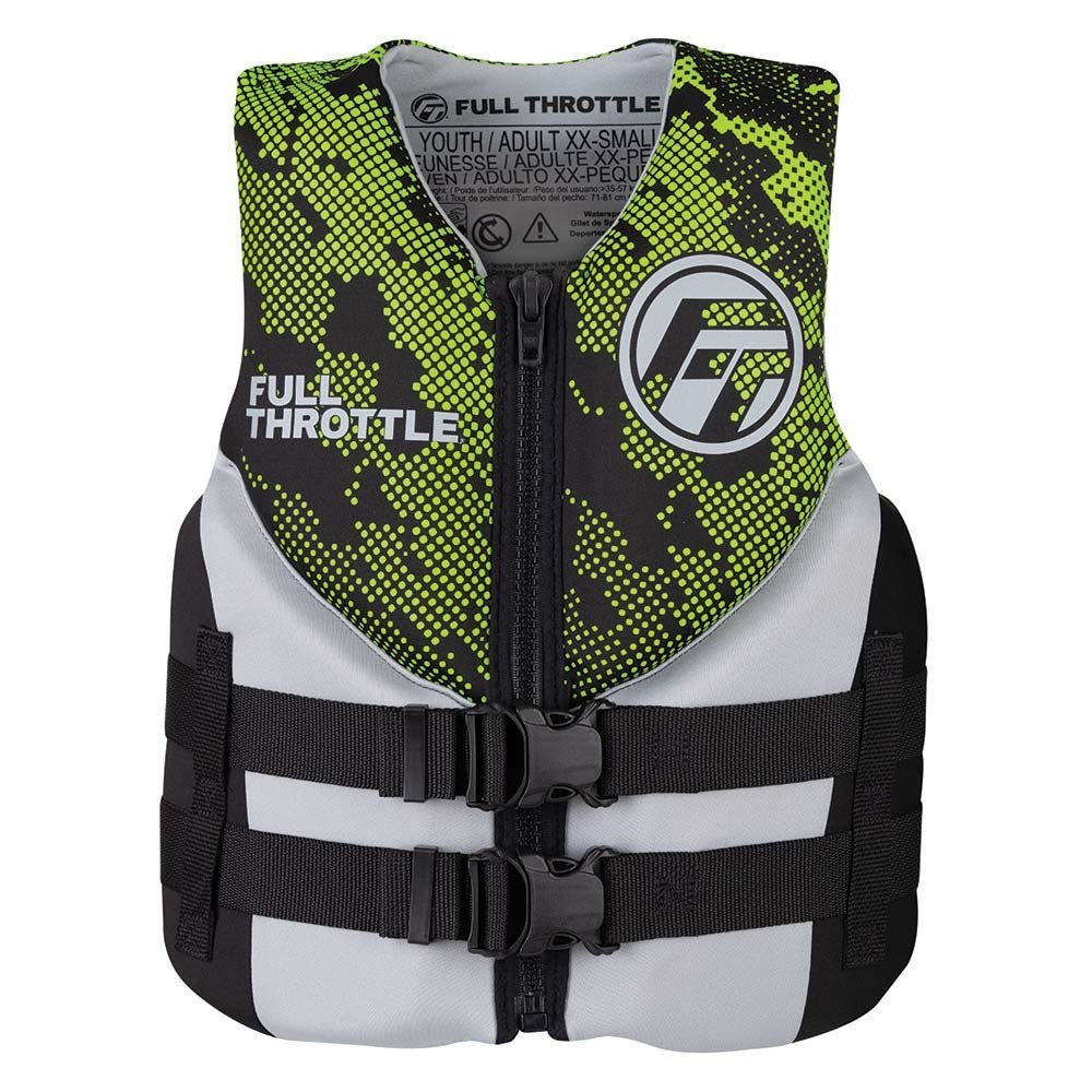 Full Throttle Junior Hinged Neoprene Life Jacket - Green - The Online Fishing Store