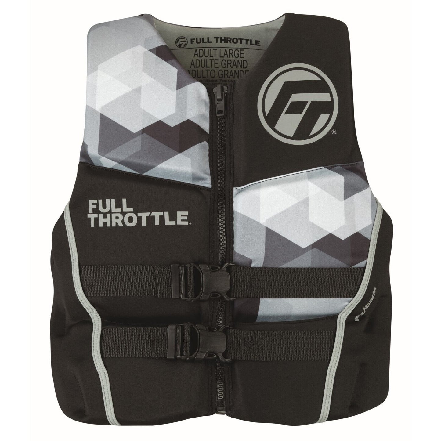 Full Throttle Mens Rapid - Dry Flex - Back Life Jacket M Grey - The Online Fishing Store