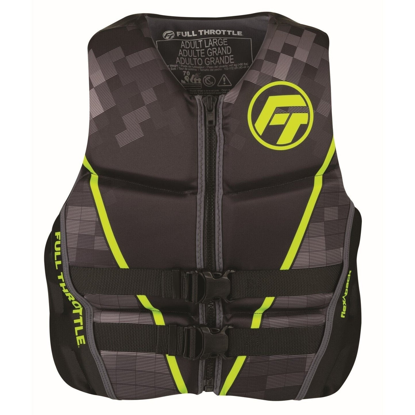 Full Throttle Mens Rapid - Dry Flex - Back Life Jacket XL Grn - The Online Fishing Store