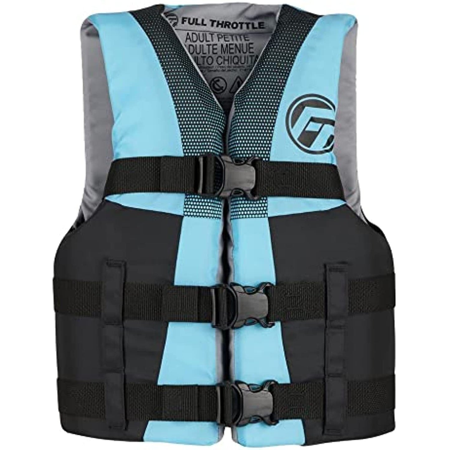 Full Throttle Teen Nylon Life Jacket - Aqua/Black - The Online Fishing Store