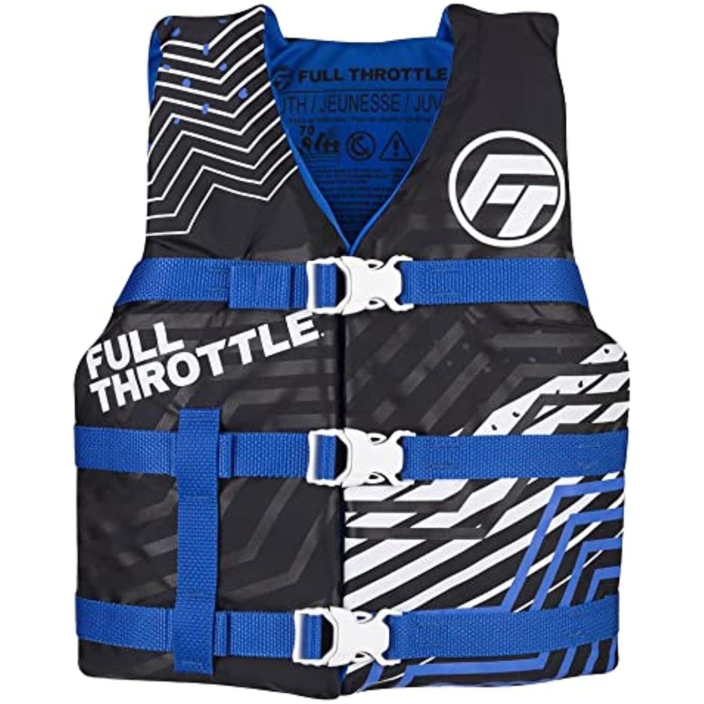 Full Throttle Youth Nylon Life Jacket - Blue/Black - The Online Fishing Store