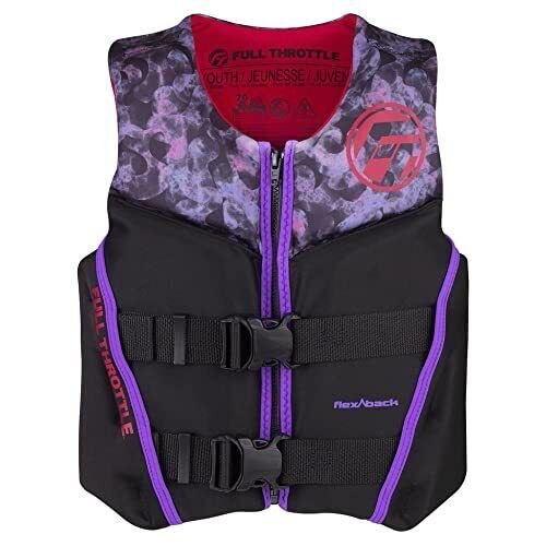 Full Throttle Youth Rapid - Dry Flex - Back Life Jacket - Pink/Black - The Online Fishing Store