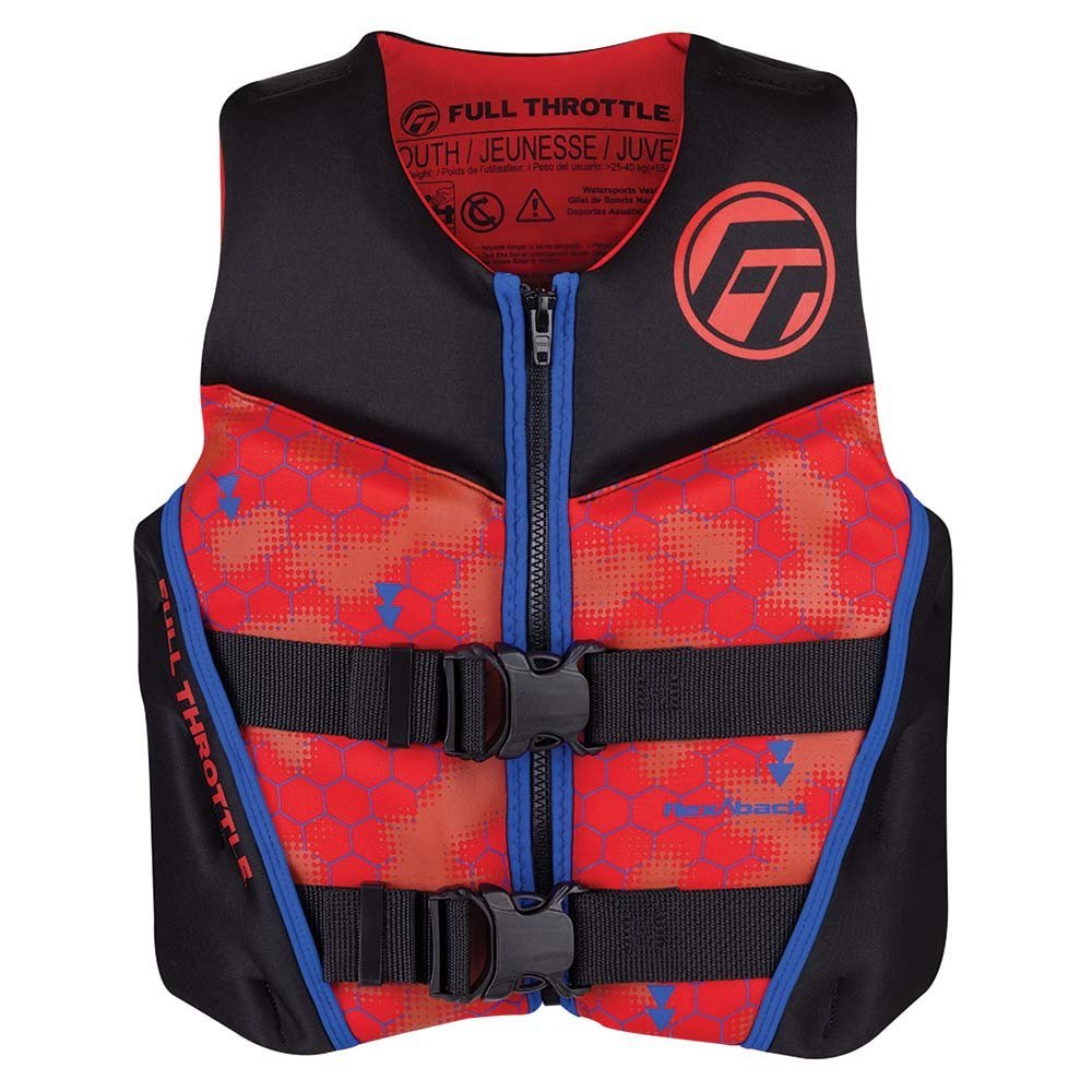 Full Throttle Youth Rapid - Dry Flex - Back Life Jacket - Red/Black - The Online Fishing Store