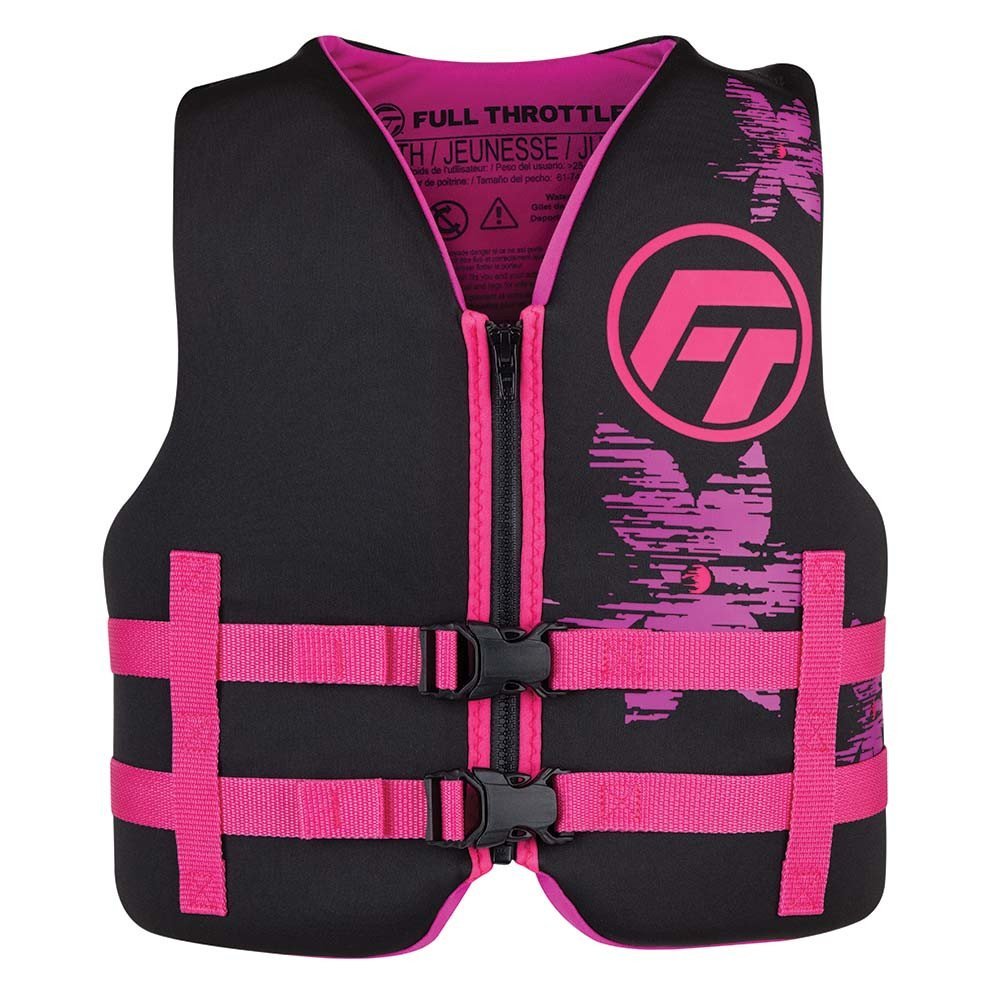 Full Throttle Youth Rapid - Dry Life Jacket - Pink/Black - The Online Fishing Store