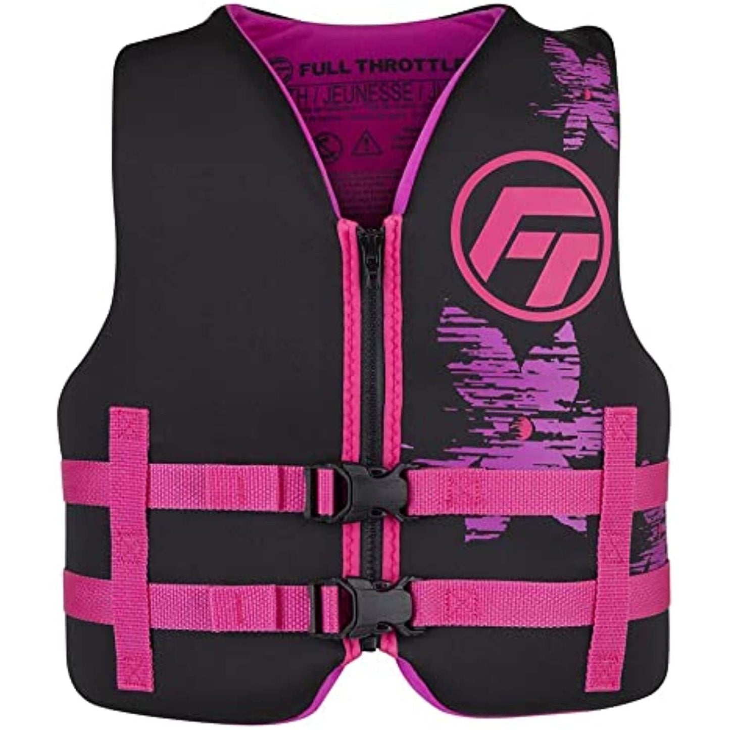 Full Throttle Youth Rapid - Dry Life Jacket - Pink/Black - The Online Fishing Store