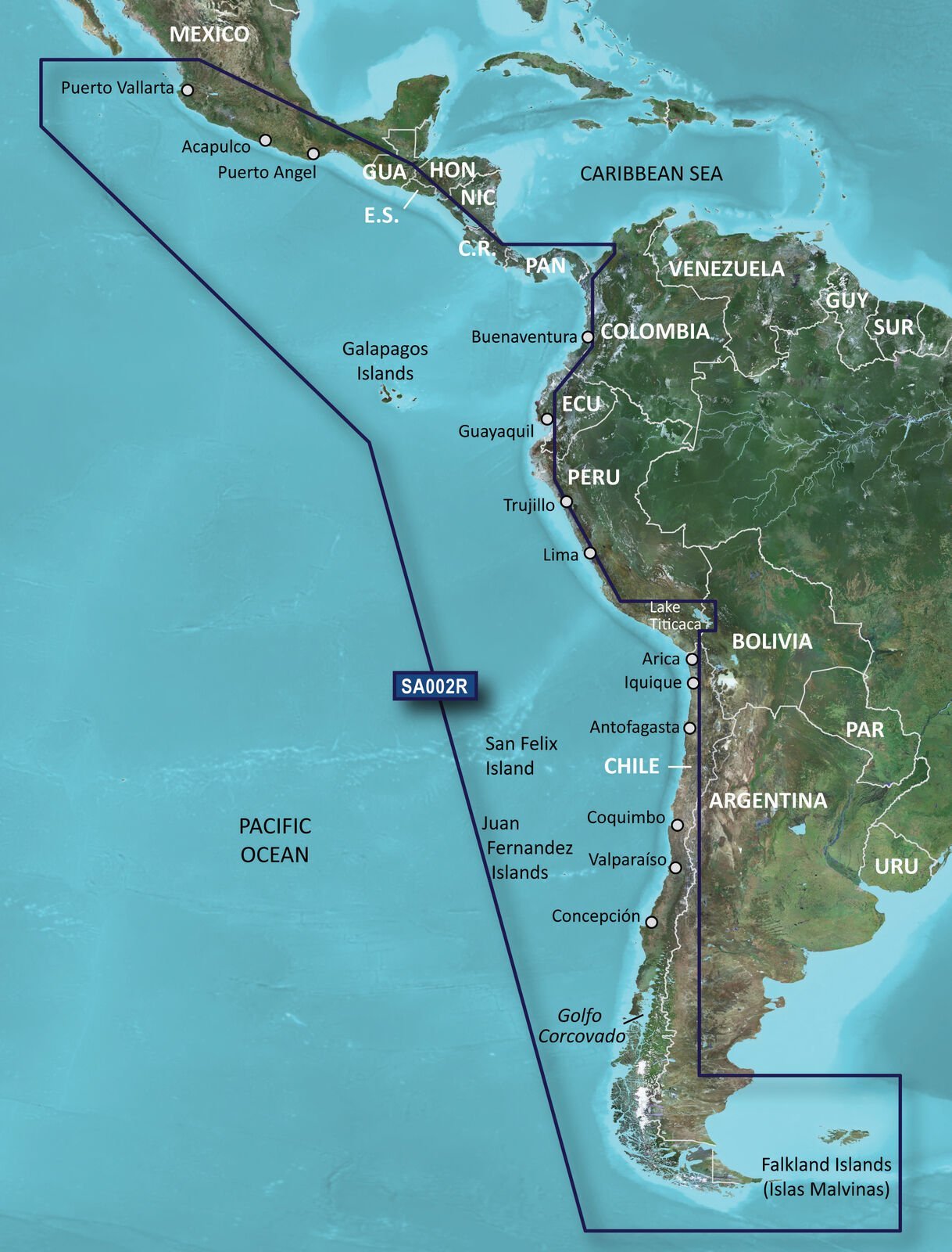 Garmin BlueChart® g3 HD - HXSA002R - South America West Coast - microSD™/SD™ - The Online Fishing Store