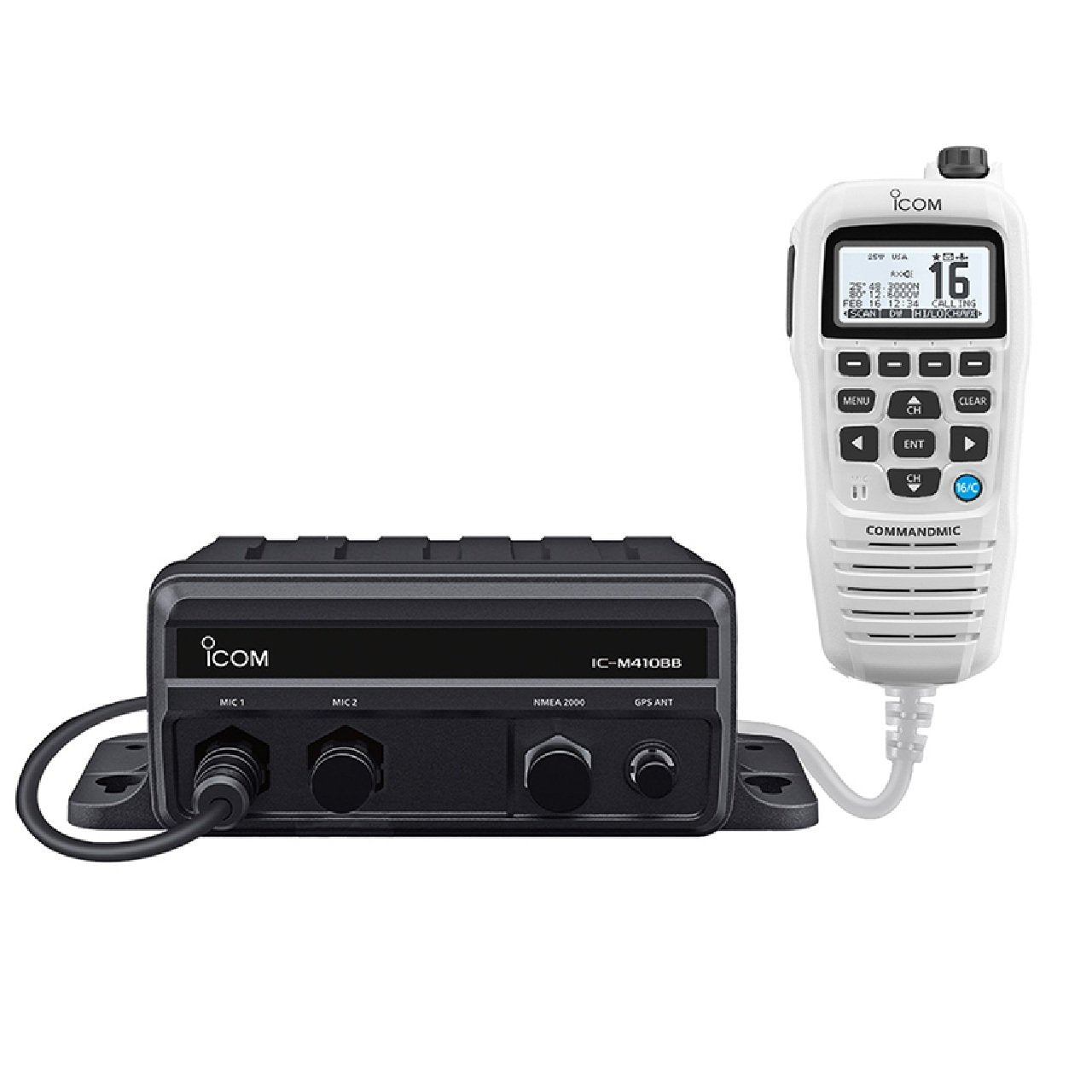 Icom M410BB GW 11 Black Box VHF w/White Command Mic & 2 Command Mic Ports