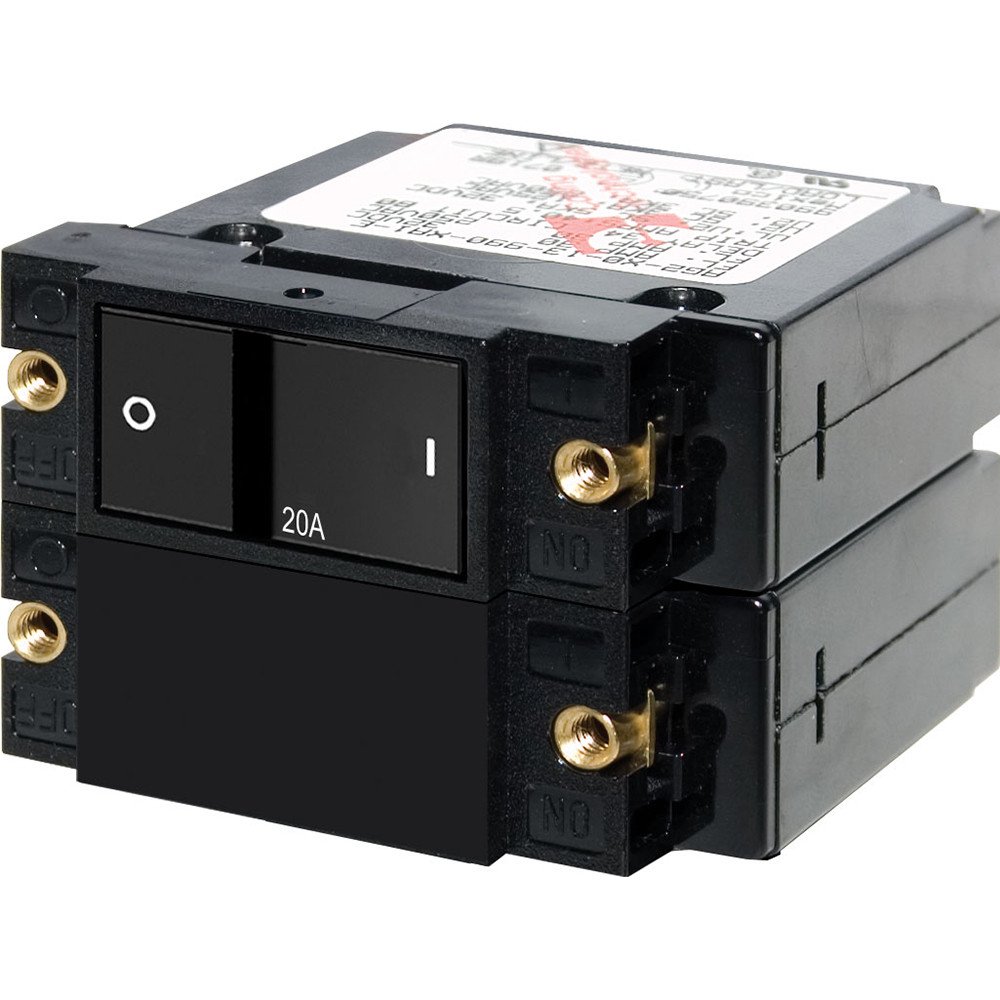 Blue Sea A-Series Flat Rocker Circuit Breaker - Double Pole - 20A