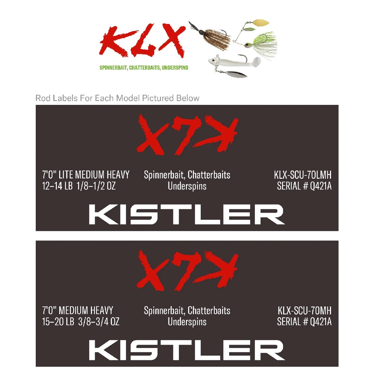 Kistler KLX Spinnerbait, Chatterbaits, Underspins Casting Rods