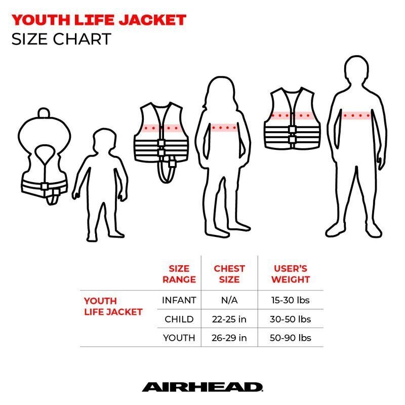 Airhead Child Nylon Open Side Life Vest / PFD - Red