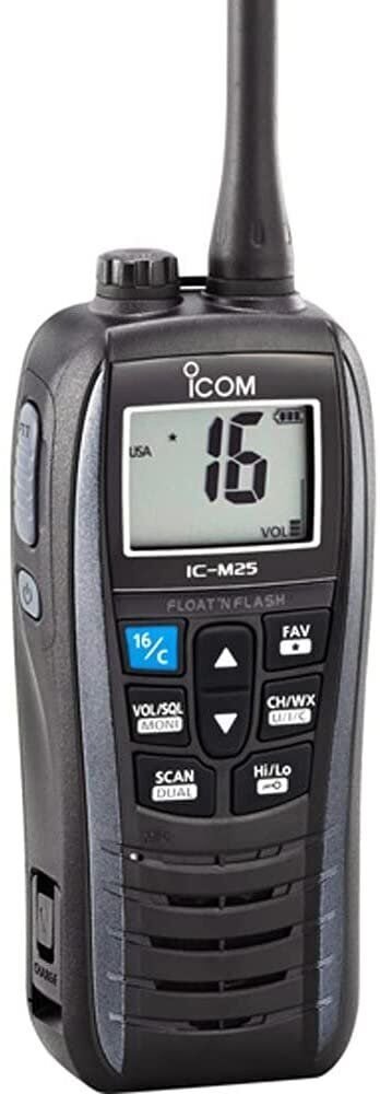 Handheld Floating ICOM M25 VHF Marine Radio - Metallic Gray