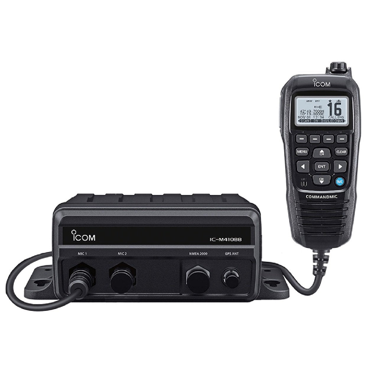 Icom M410BB 11 Black Box VHF w/Black Command Mic & 2 Command Mic Ports