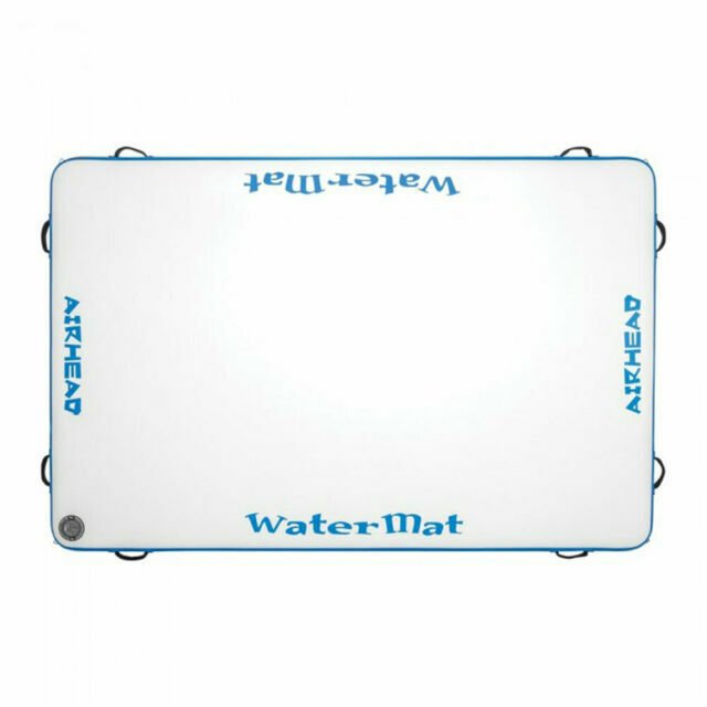 AIRHEAD WATERMAT AIR Inflatable Deck, Water Mat 8 ft. w Pump, White/Blue