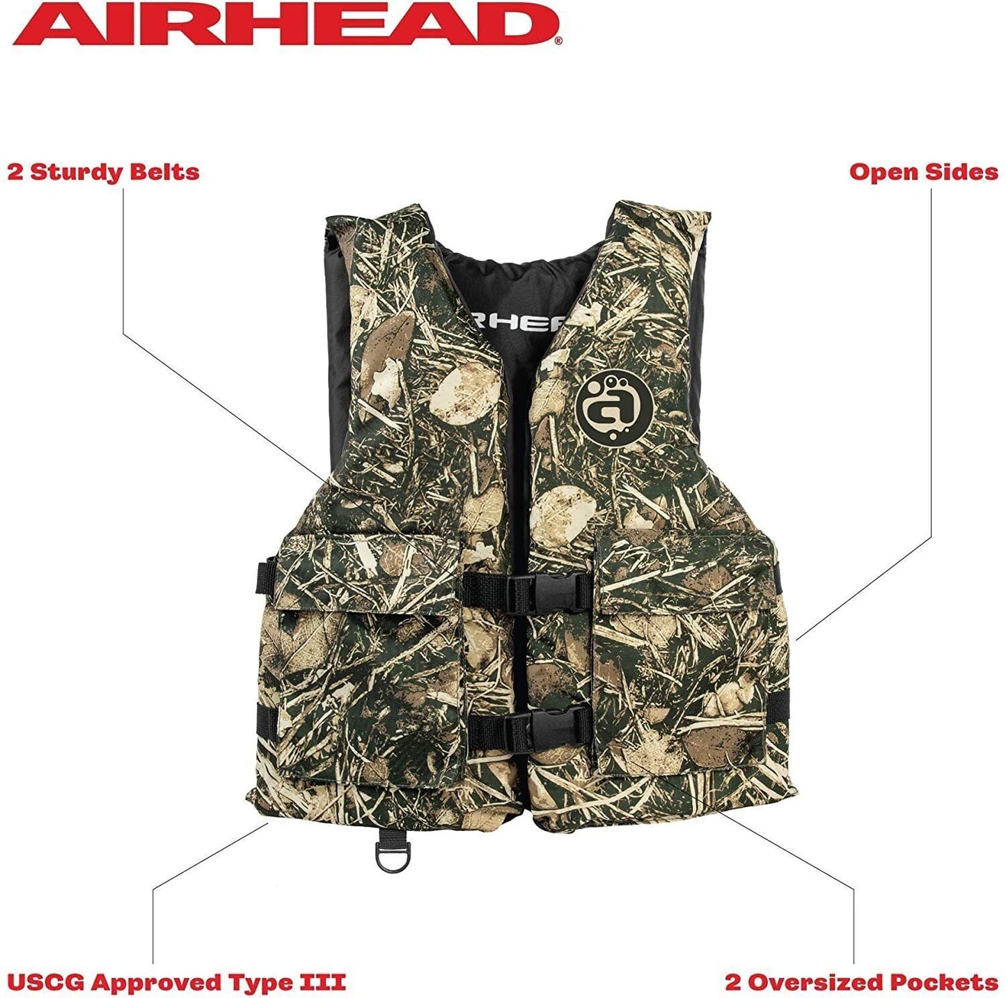 Airhead Youth Sportsman Life Vest with Pockets, Camo