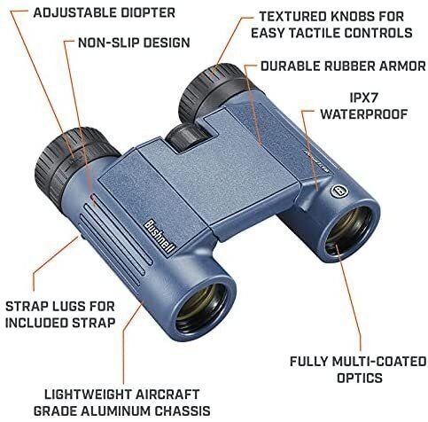 Bushnell 12x25mm H2O Binocular - Dark Blue Roof WP/FP Twist Up Eyecups