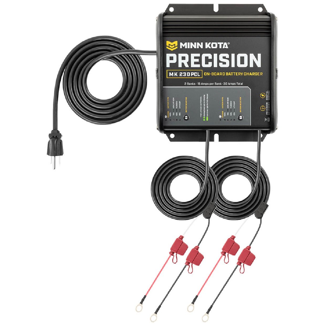 Minn Kota On-Board Precision Charger MK-230 PCL 2 Bank x 15 AMP LI Optimized Charger 1832302
