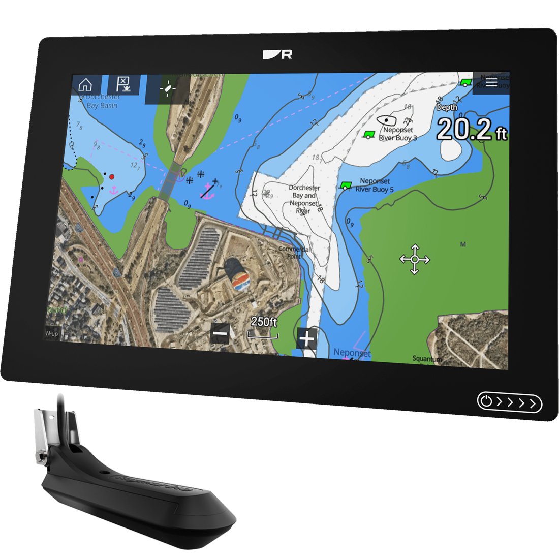 Raymarine Axiom+ 12RV 12" MFD RV100 Transom Transducer North America Navionics Chart