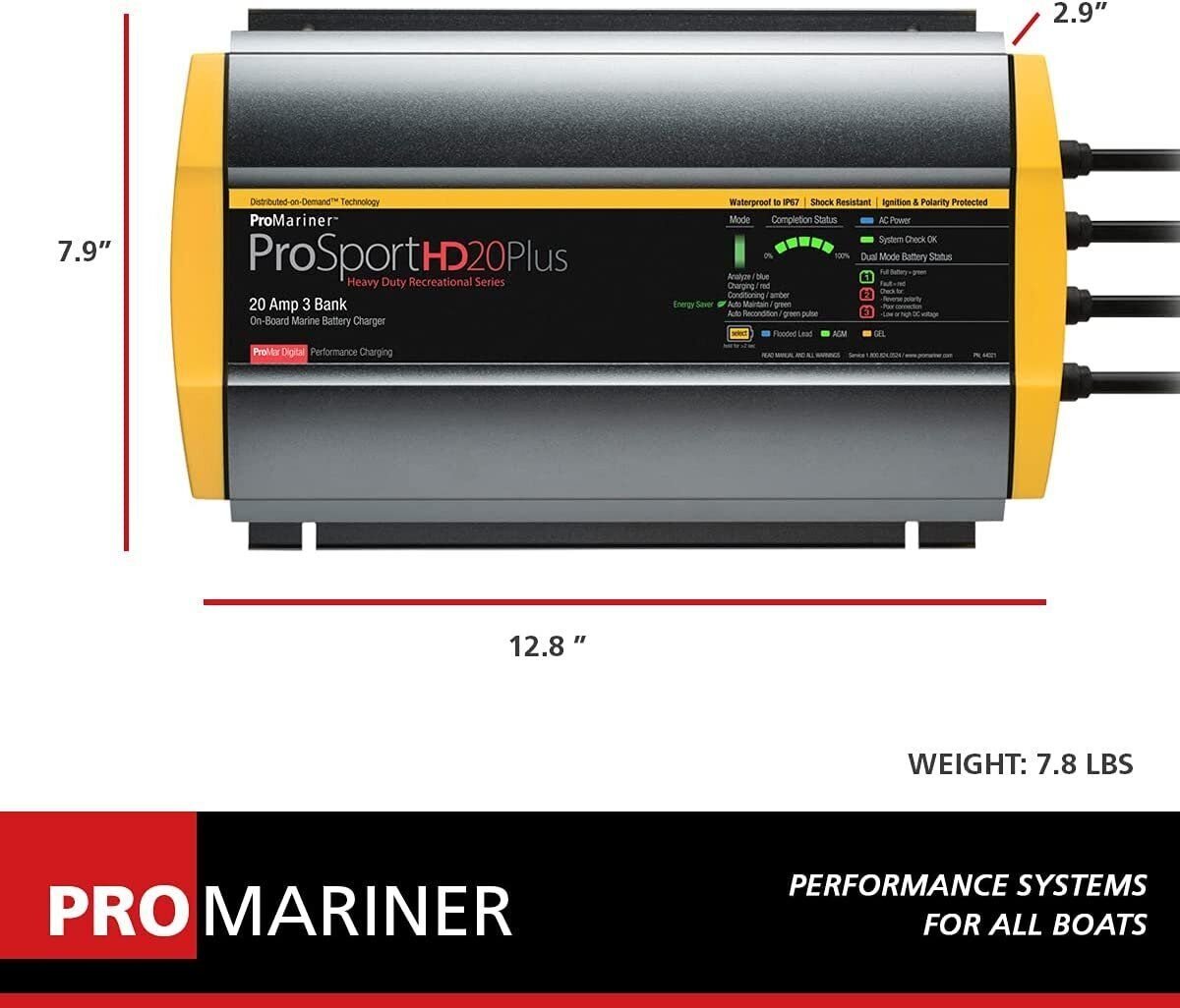 ProMariner ProSportHD 20 Plus Gen 4 - 20 Amp - 3 Bank Battery Charger 44021