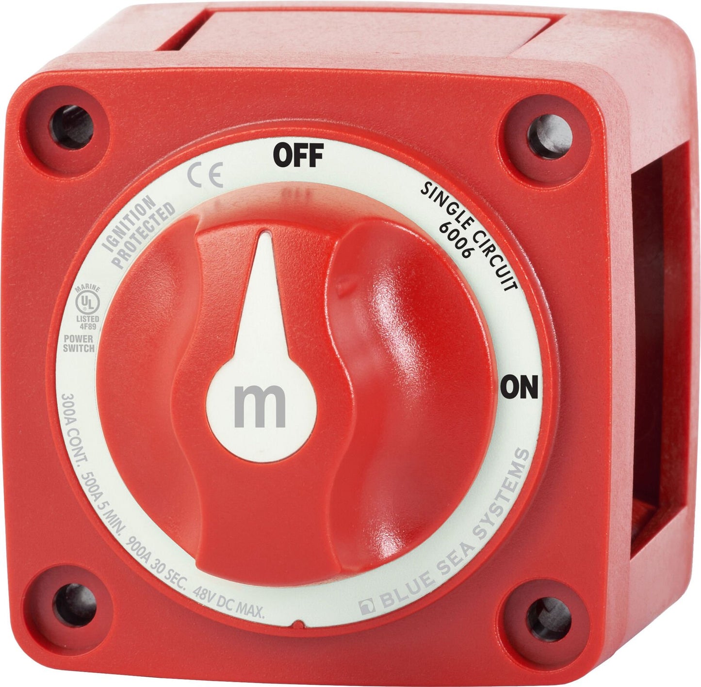 Blue Sea Boat Battery Switch 6006 m-Series (Mini) Single Circuit ON/OFF Red