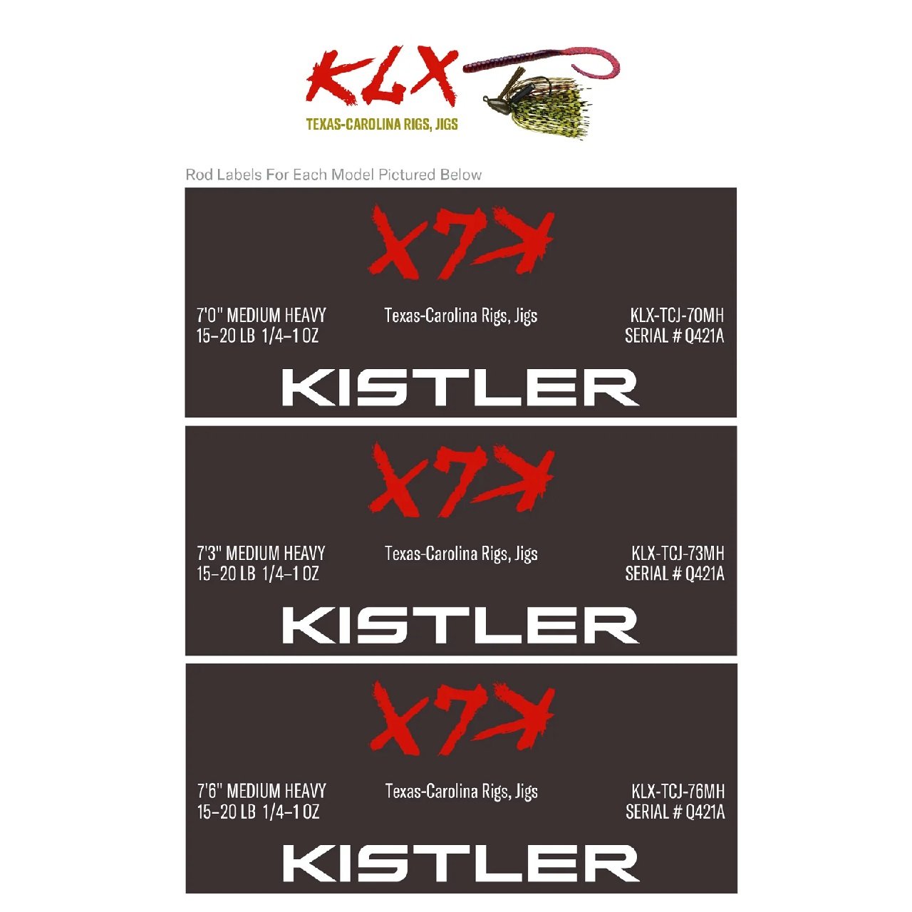 Kistler KLX Texas-Carolina Rigs, Jigs, Casting Rod