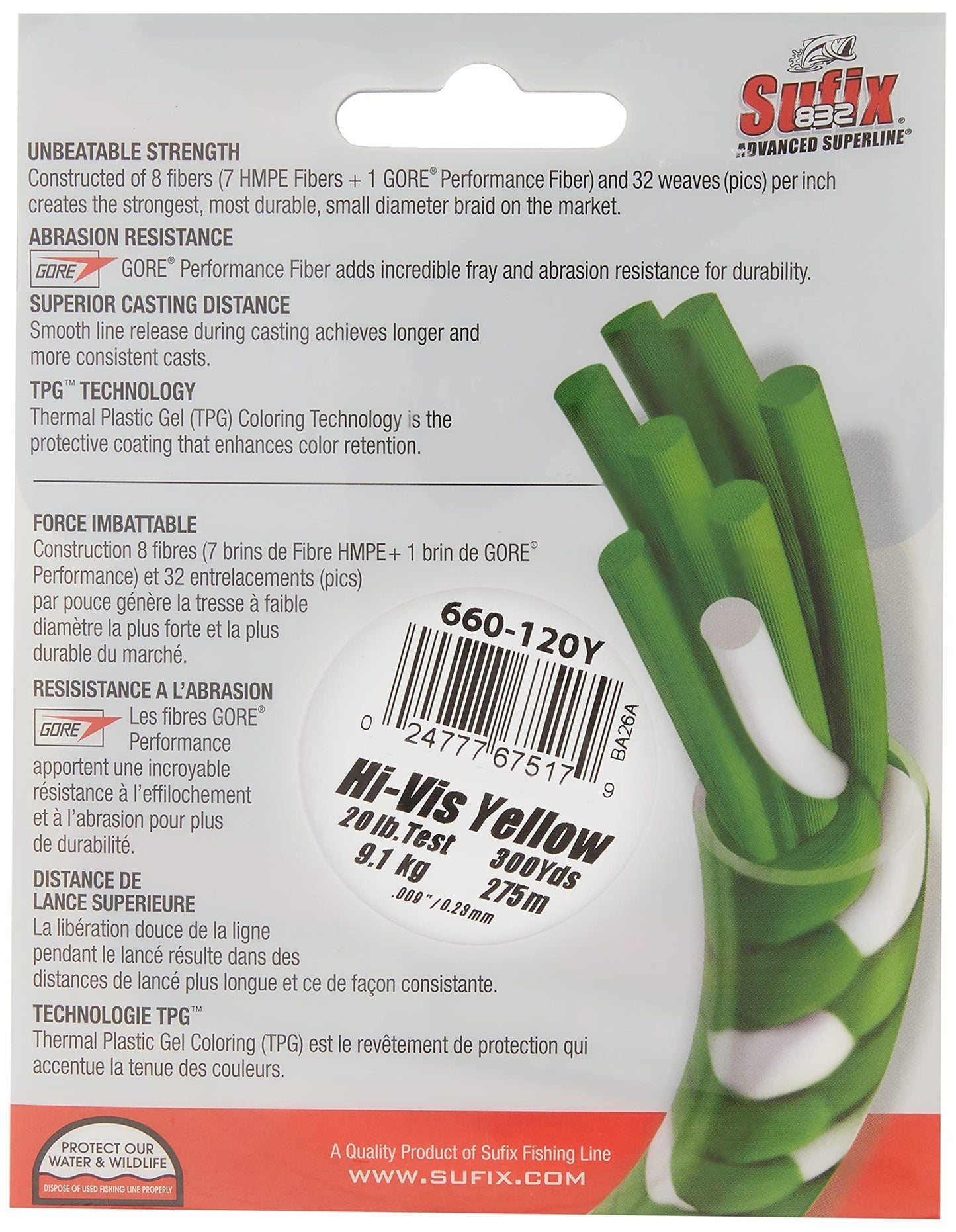 Sufix 832® Advanced Superline® Braid - 20lb - Hi-Vis Yellow - 300 yds