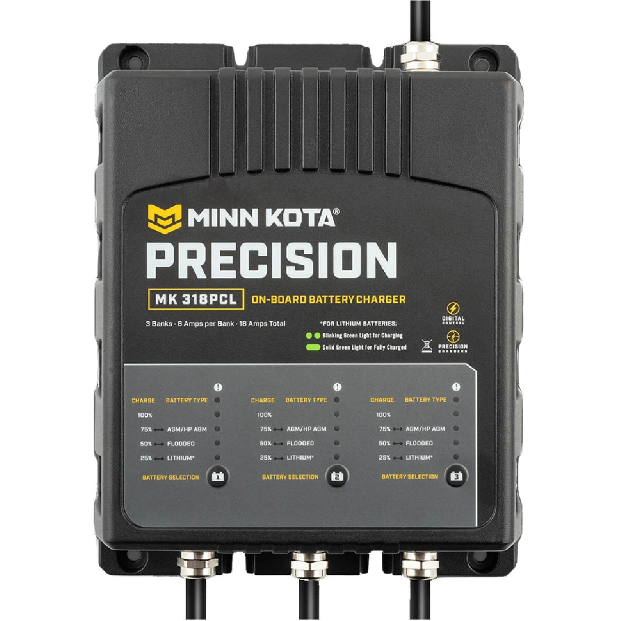 Minn Kota On-Board Precision Charger MK-318 PCL 3 Bank x 6 AMP LI Optimized