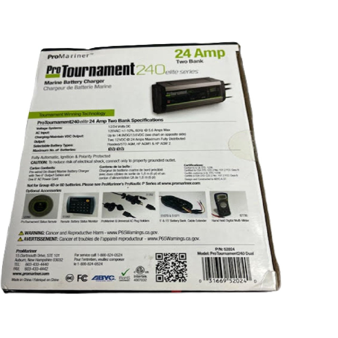 ProMariner ProTournament 240 Elite Marine Battery Charger 2 Bank, 24 Amp used