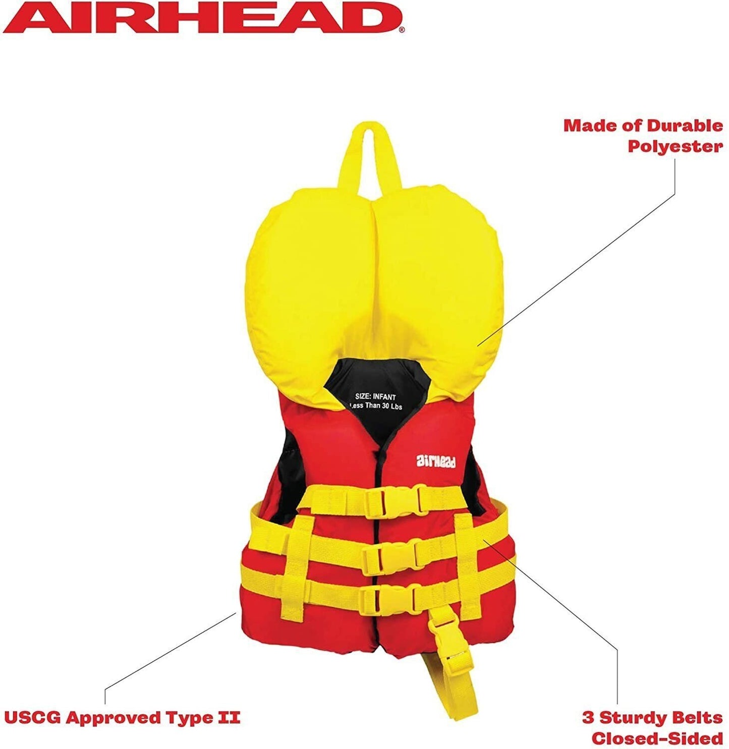 Life Vest Airhead Infant's General Purpose Life Vest , Red
