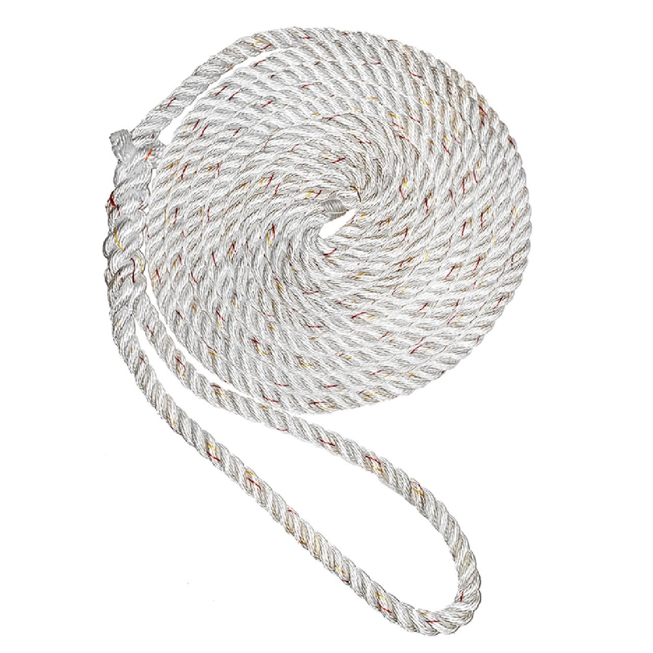 New England Ropes 1/2" Premium 3-Strand Dock Line - White w/Tracer - 35'