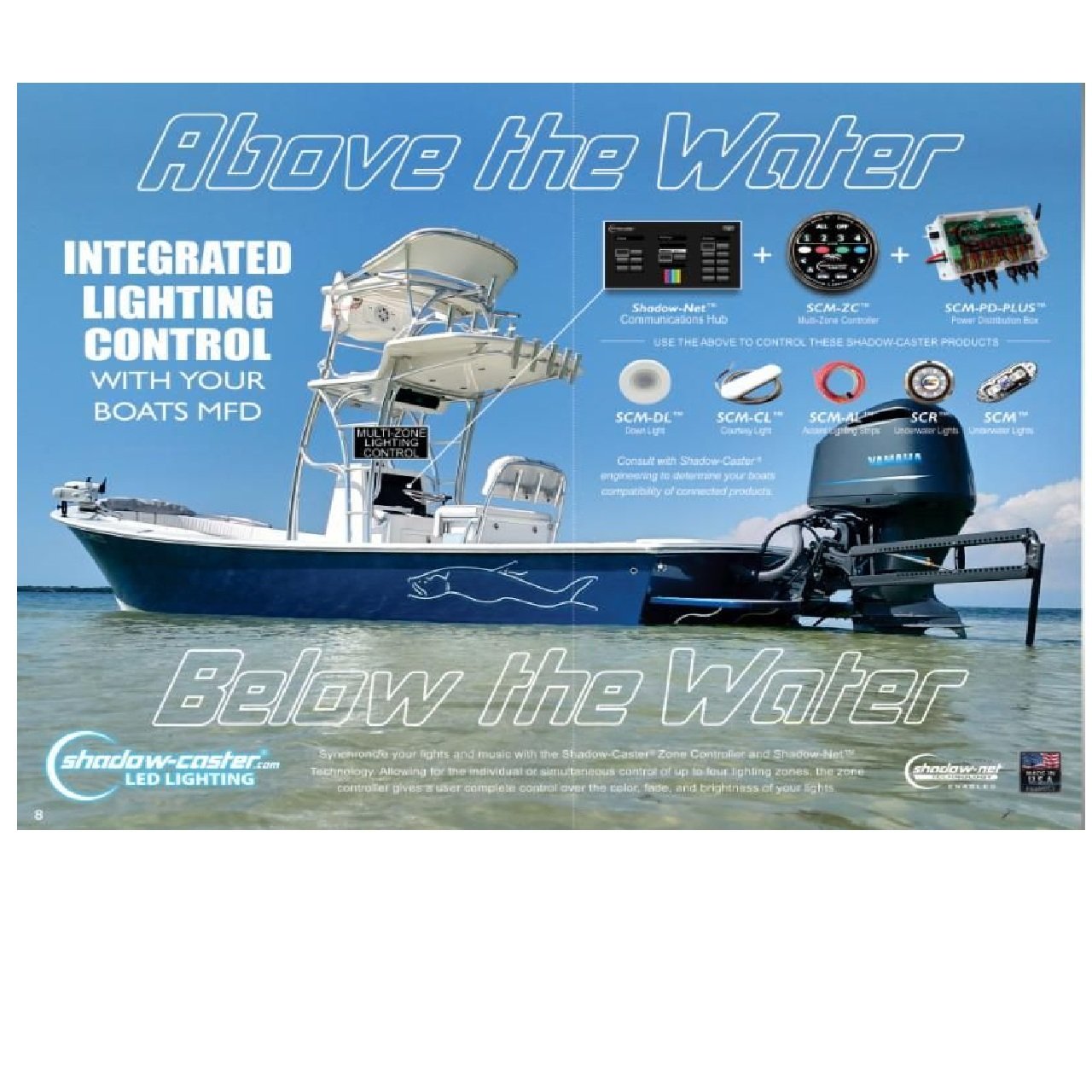 Shadow-Caster Blue/White Color Changing Underwater Boat Light - 16 LEDs