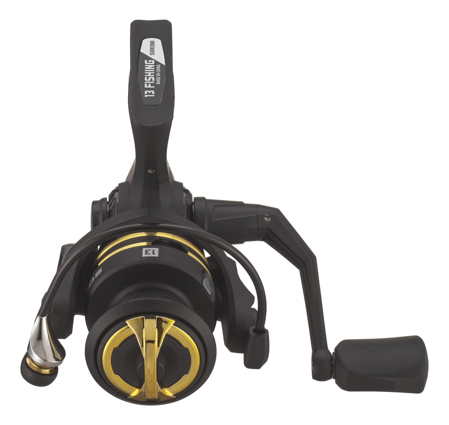 13 FISHING - Source R Spinning Fishing Reel - 5.2:1 Gear Ratio - 4.0 Size (Fresh) - Black/Gold
