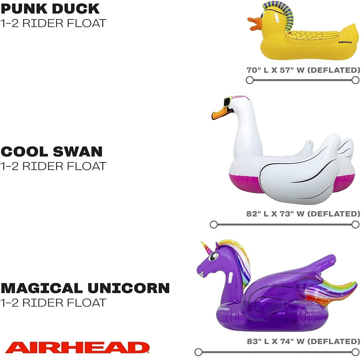 Airhead Cool Swan Inflatable Ride ON Pool Float