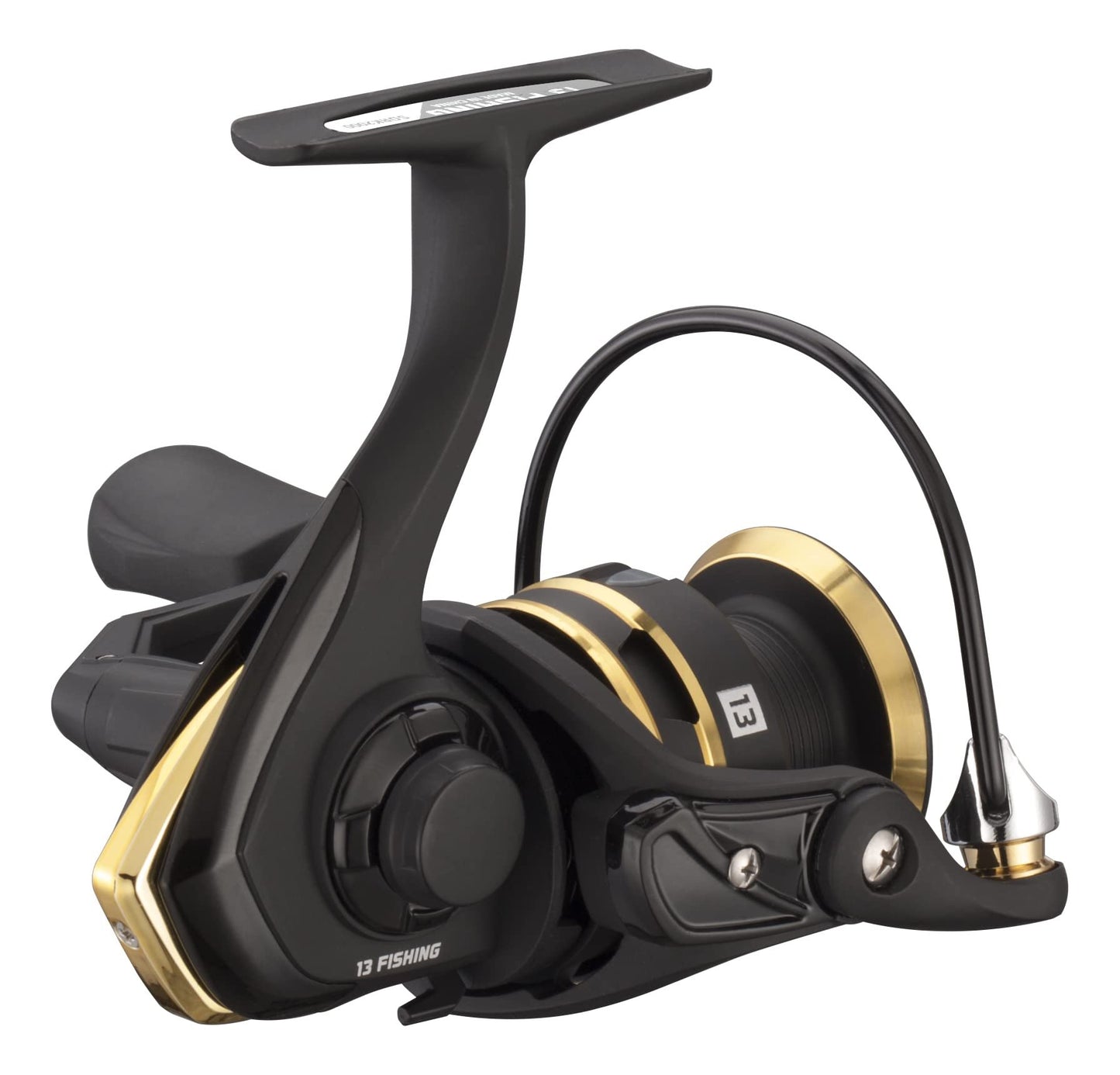 13 FISHING - Source R Spinning Fishing Reel - 5.2:1 Gear Ratio - 4.0 Size (Fresh) - Black/Gold