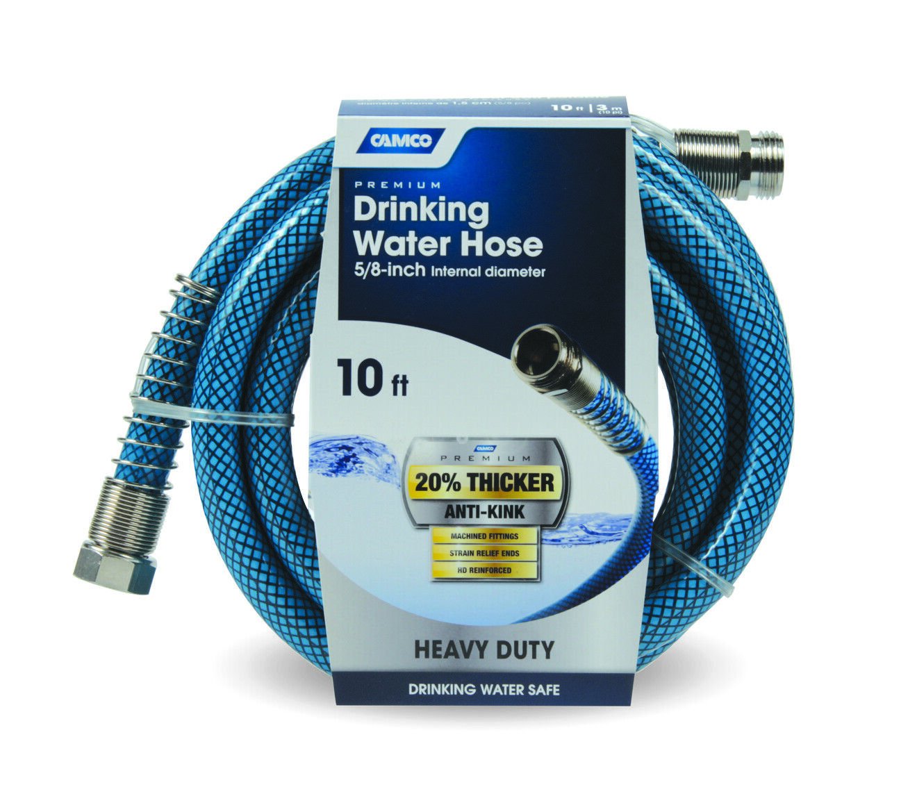 Camco Premium Drinking Water Hose| Boat or RV- ⅝" ID - Anti-Kink - 10'
