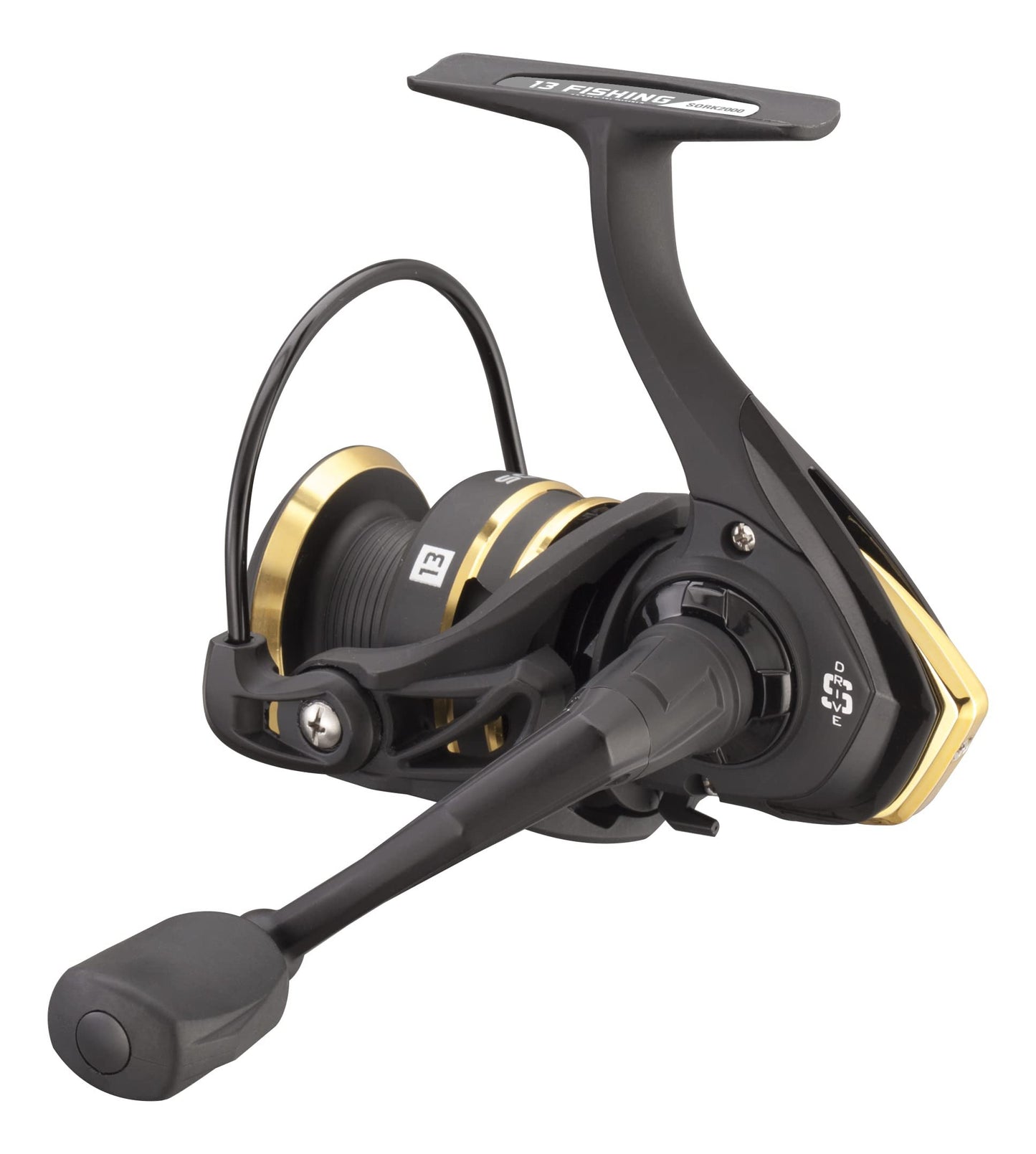 13 FISHING - Source R Spinning Fishing Reel - 5.2:1 Gear Ratio - 4.0 Size (Fresh) - Black/Gold