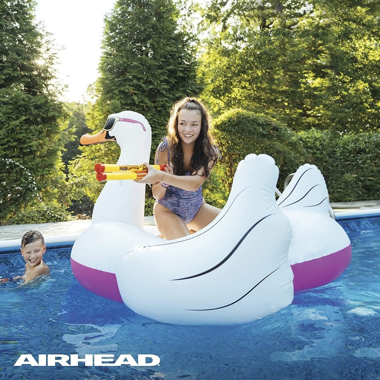 Airhead Cool Swan Inflatable Ride ON Pool Float