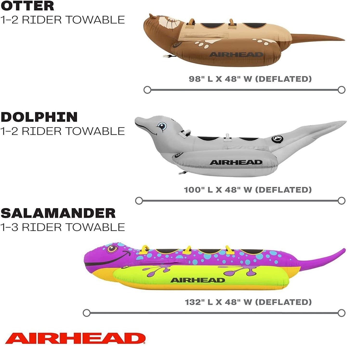 AIRHEAD , Dolphin, 1-2 Rider Towable Tube for Boating