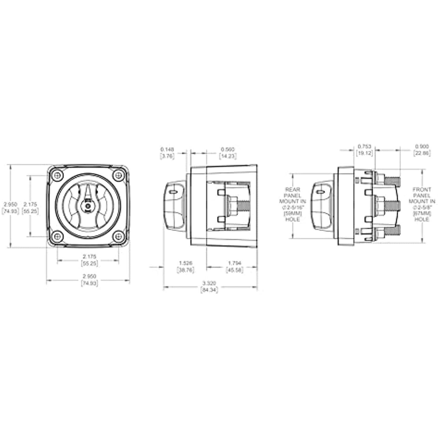 Blue Sea 6008 M-Series Battery Switch 3 Position - Red