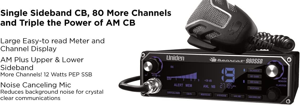 Uniden BEARCAT 980 40- Channel SSB CB Radio- NOAA-7- Color Display