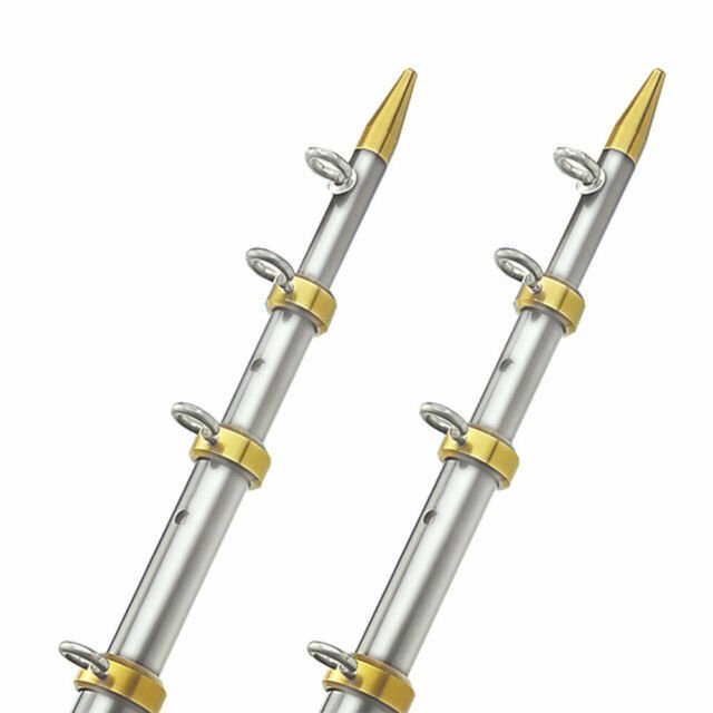 TACO 15' Telescopic Fishing Outrigger Poles 1-1/8" - Silver/Gold