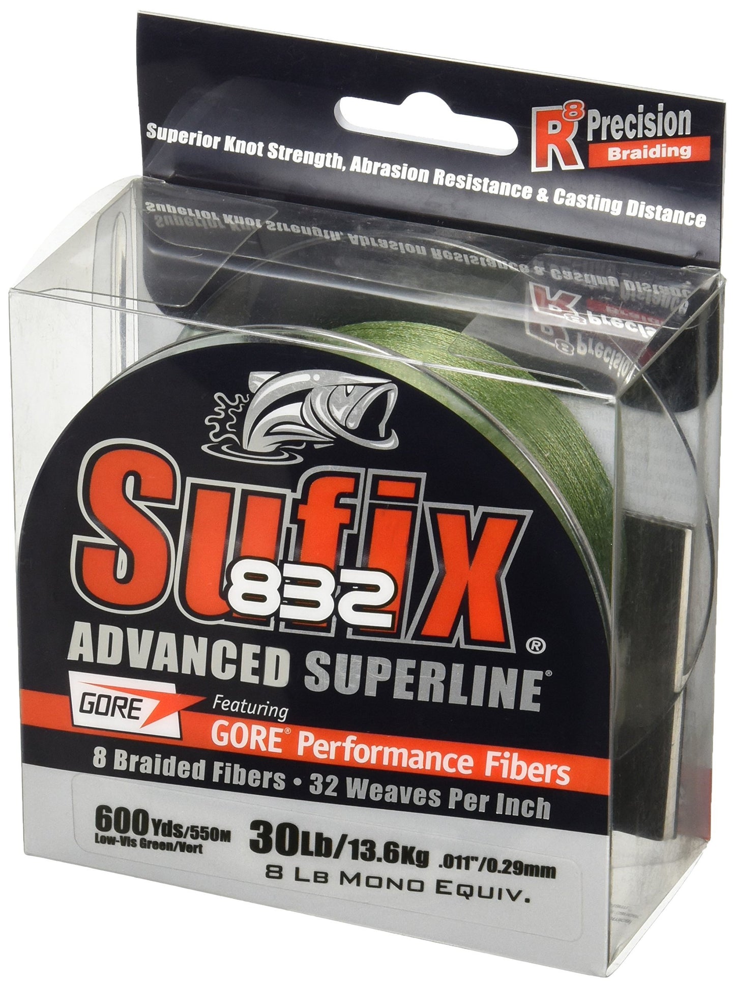 Sufix 832 Braid Fishing Line-600 Yards (Low-Vis Green, 50-Pound)