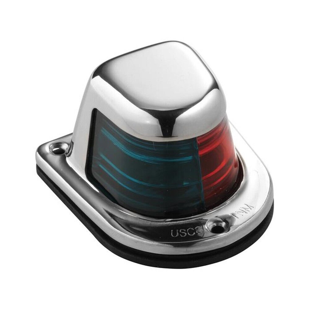 Attwood 1-Mile Deck Mount, Bi-Color Red/Green Combo Sidelight - 12V - Stainless