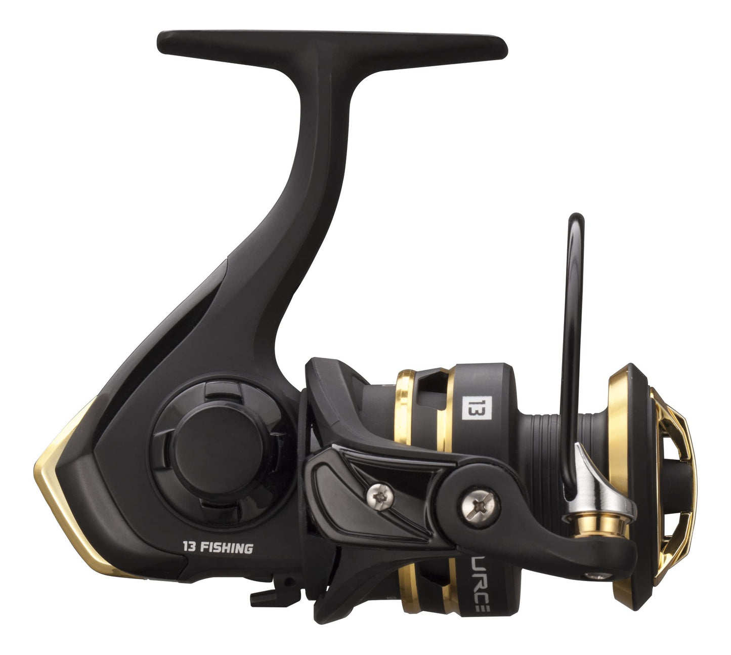 13 FISHING - Source R Spinning Fishing Reel - 5.2:1 Gear Ratio - 4.0 Size (Fresh) - Black/Gold