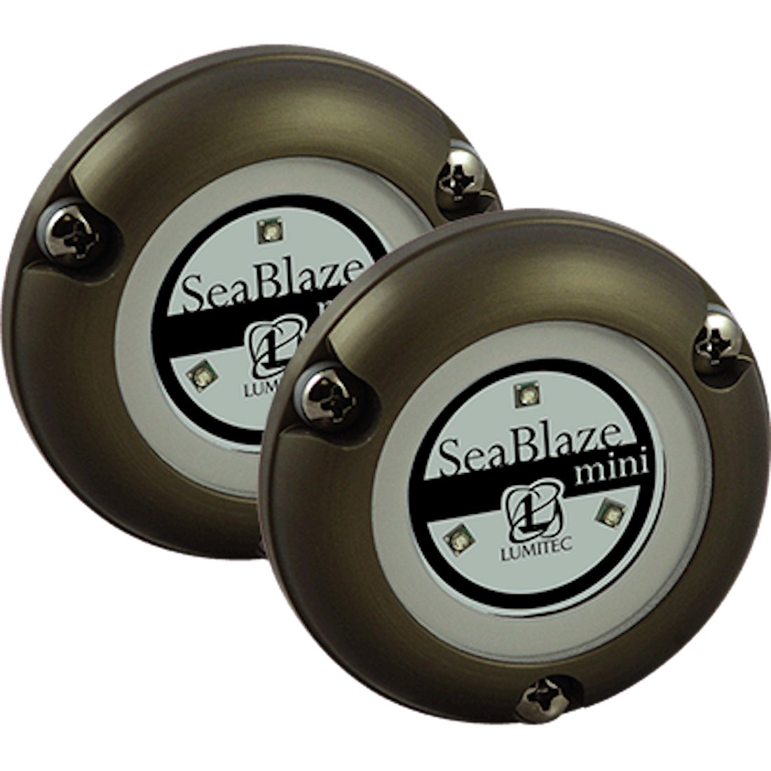 Lumitec Seablaze Mini Blue LED Underwater Light Brushed Finish 12/24v 2-Pack