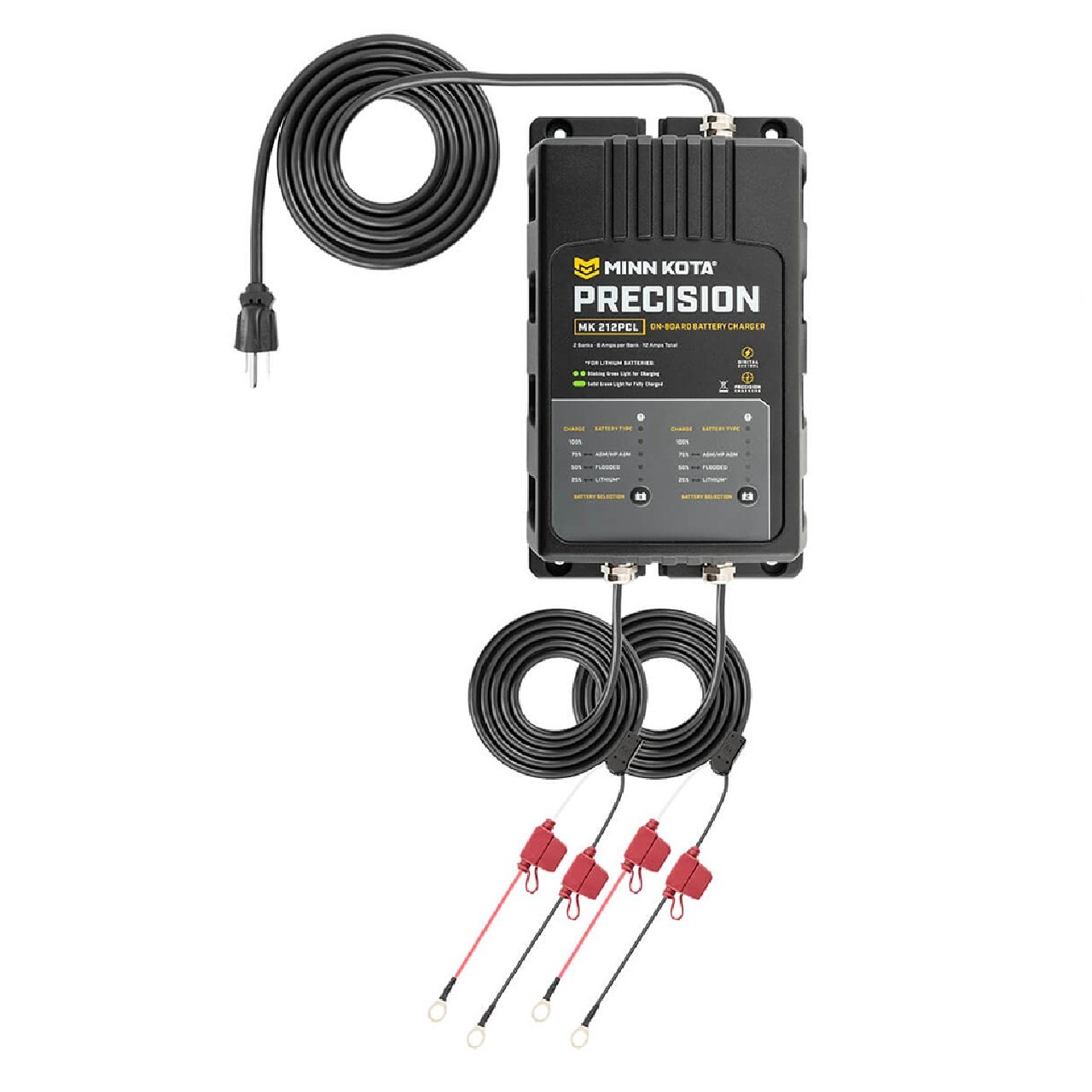 Minn Kota 1832121 MK-212 PCL Precision On-Board Marine Charger, 2 Bank x 6 Amps