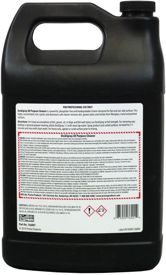 Presta Deck Spray All Purpose Cleaner -1 gal Powerful, Non-Skid Biodegradable Cleaner