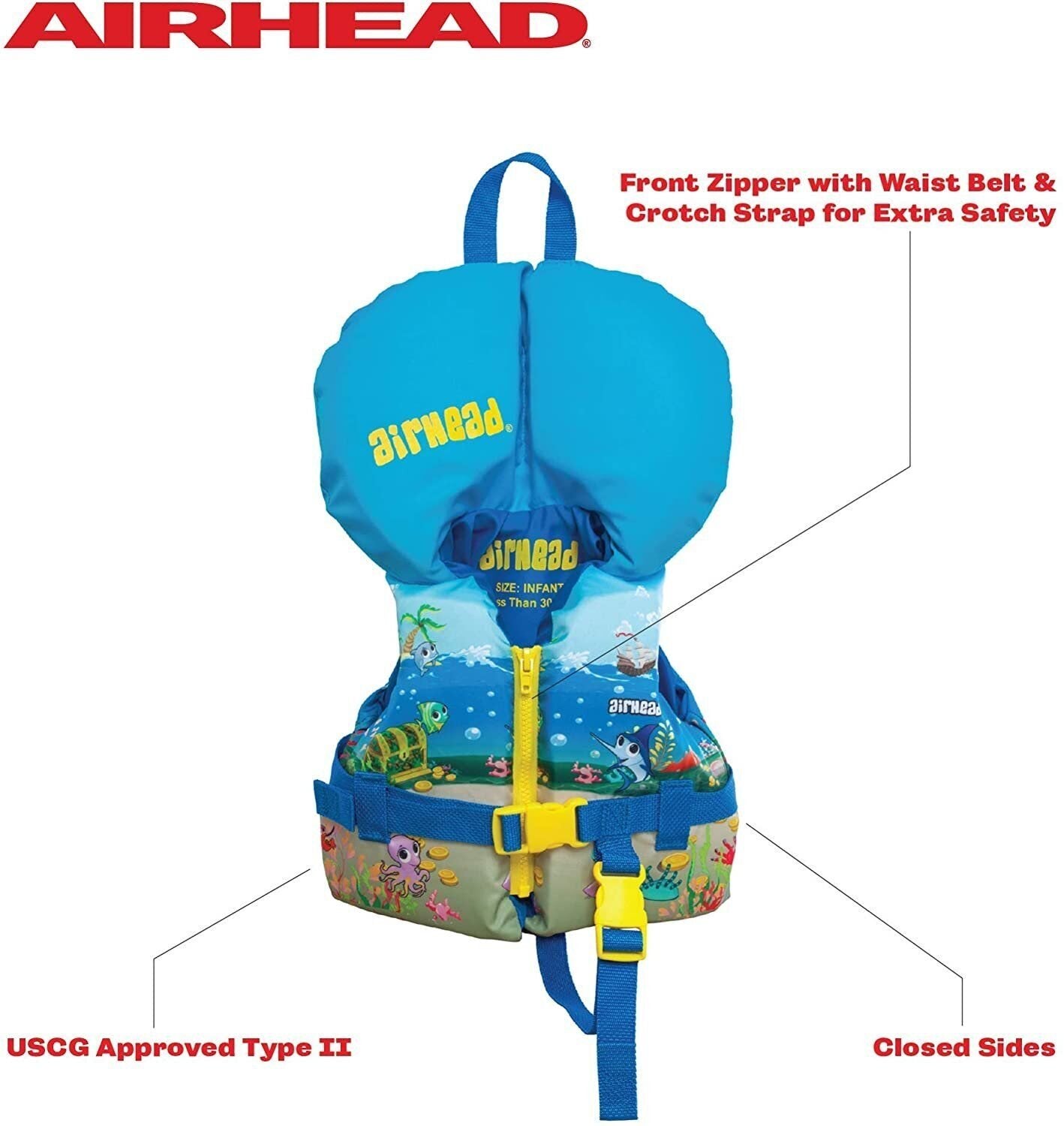 Life Vest Airhead Infant's Treasure Life Vest, Blue,