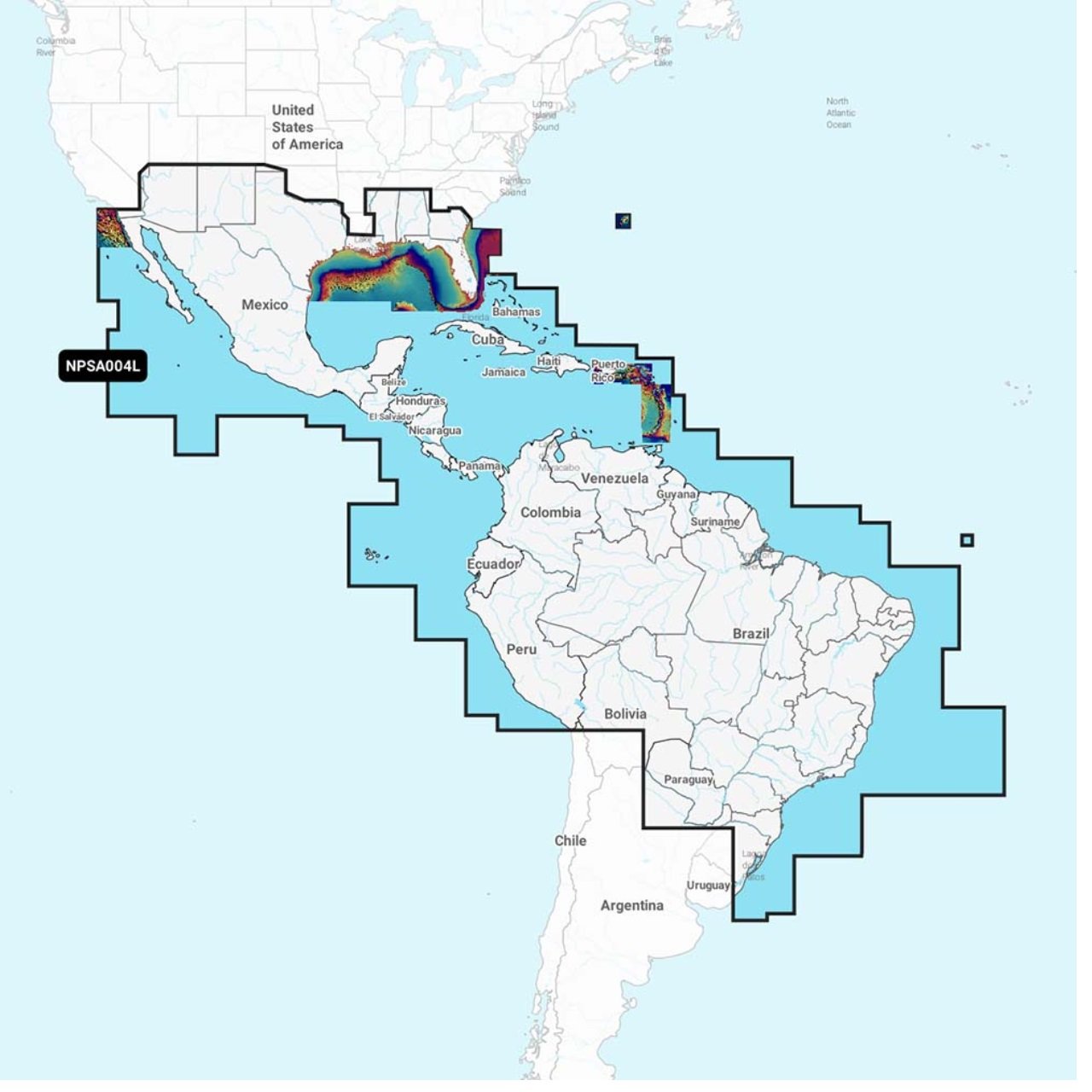 Navionics 010 - C1364 - 40 Platinum Plus NPSA004L Mexico, Caribbean to Brazil Map - The Online Fishing Store